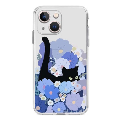 Cartoon Cat Print Clear Phone Case