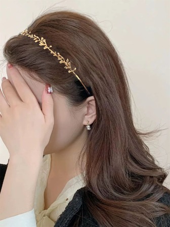 1pc Flower Decor Metal Headband Elegant Tiaras,Hairband,Hair Hoop Headbands Hair Accessories