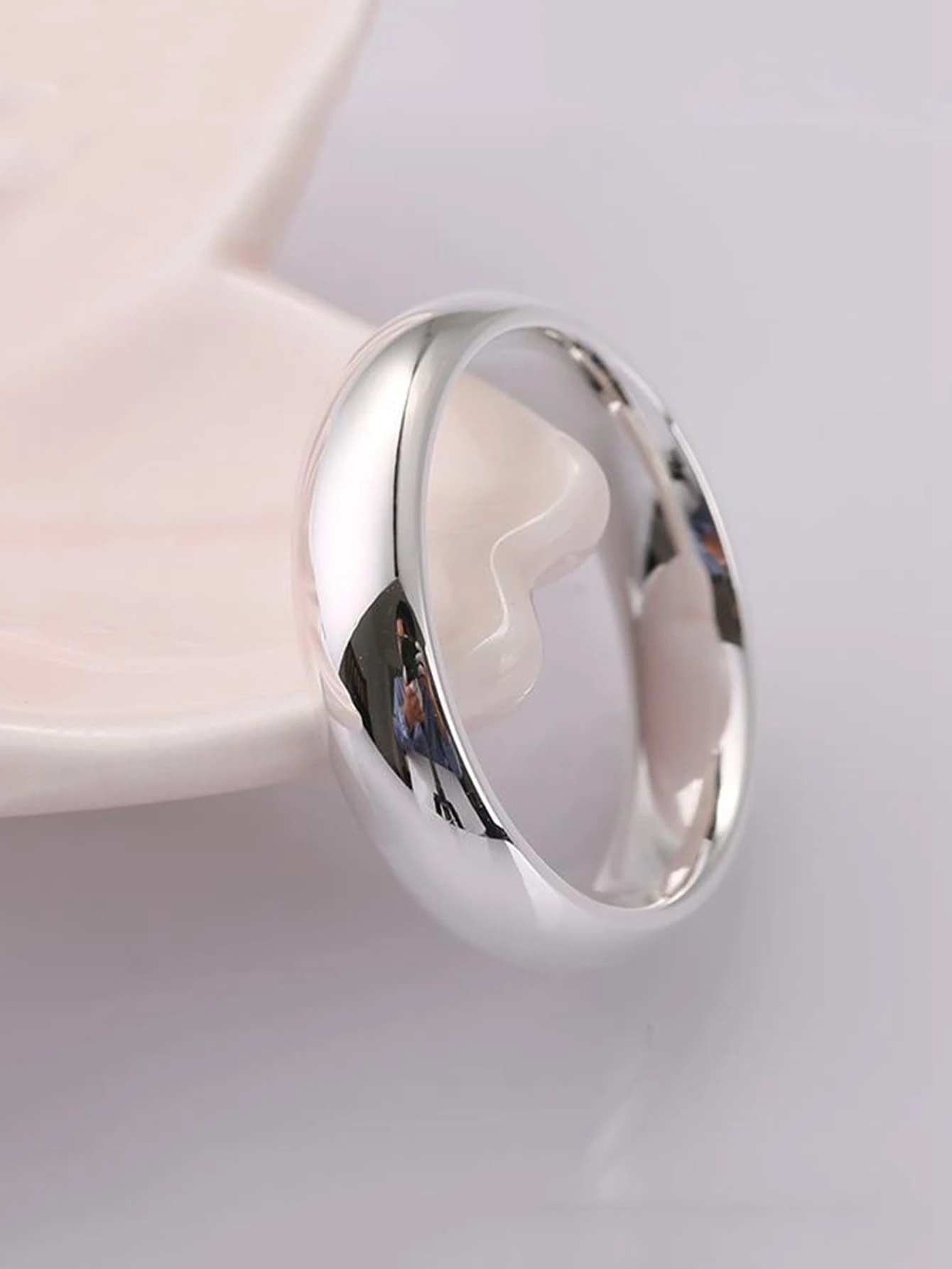 時尚流行男士簡約戒指不銹鋼，適合珠寶禮物和時尚外觀 - 銀色 - 查看 1