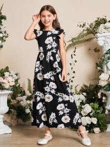 SHEIN 女孩印花荷葉邊連衣裙 - 彩色 - 查看 3