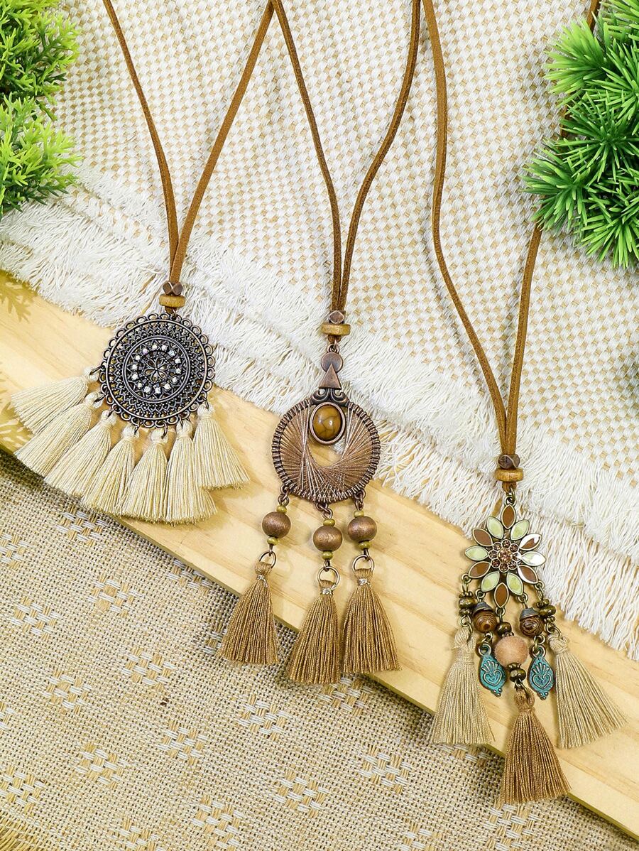 TopHanqi 3 cái / bộ Vòng cổ quyến rũ tua rua - Nhiều màu - Xem 1
