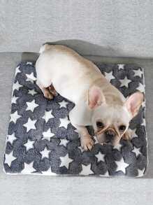 1 Set 1 pieza Alfombra de felpa reversible con estampado de estrella para mascotas, con fondo gris cálido, apta para gatos/perros medianos y pequeños, para descansar y dormir en primavera/verano/otoño/invierno - Multicolor - Ver 5