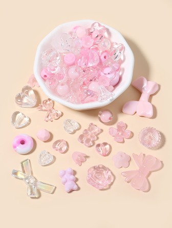 件裝隨機心型和花朵設計 DIY 壓克力珠