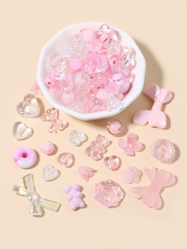 1pack Random Heart & Flower Design DIY Acrylic Beads Valentines