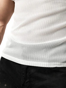 NITAGUT 男士素色麻花編織T恤 - 白色 - 查看 4
