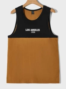 Manfinity Men Letter Graphic Two Tone Tank Top - Multicolor - View 1