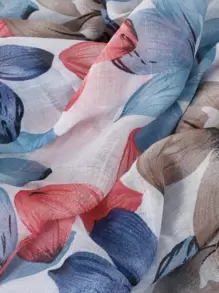 Floral Print Tassel Decor Scarf For Daily Life For Outdoor And Traveling Boho Valentine's Day - Multicolor - View 5