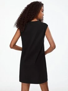 SHEIN BASICS Solid Tank Dress For Summer - Black - View 2