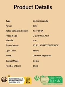 1入組月亮設計電子蠟燭 - 黃色 - 查看 3