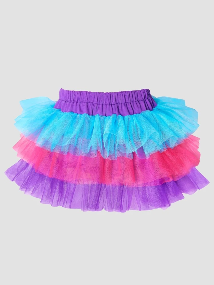 Toddler Girls Bow Front Layered Ruffle Hem Mesh Skirt - Multicolor - View 2