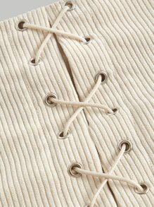 SHEIN MOD Falda con volantes con bajo de gasa y cordones delanteros - Albaricoque - Ver 3