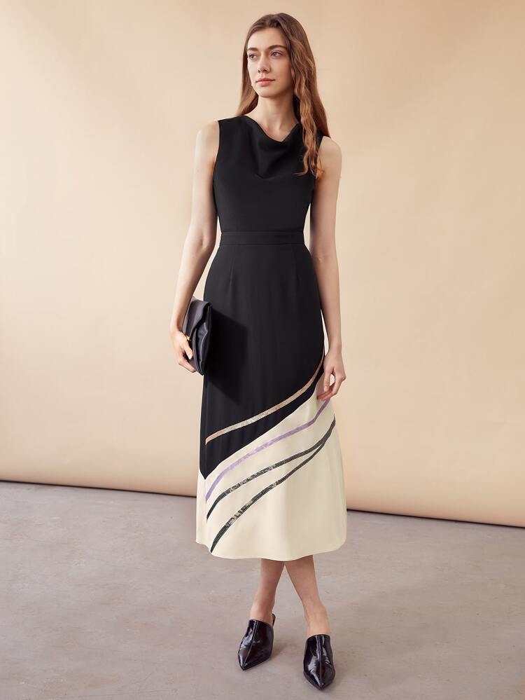 DRAPED SEQUIN DETAIL DRESS