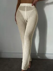 SHEIN Swim Zomerse effen gebreide cover-up broek