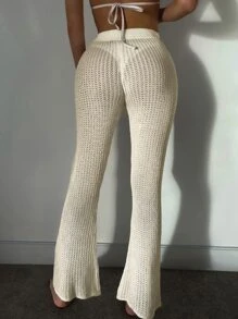 SHEIN Swim Zomerse effen gebreide cover-up broek
