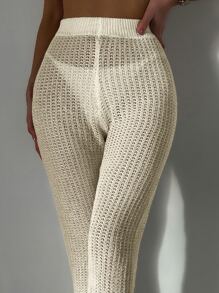 SHEIN Swim Zomerse effen gebreide cover-up broek