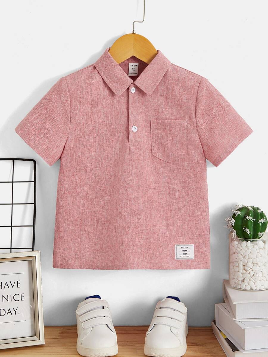 SHEIN 小男童補丁細節襯衫