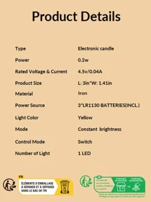 1入組月亮形狀電子蠟燭燈 - 黃色 - 查看 3