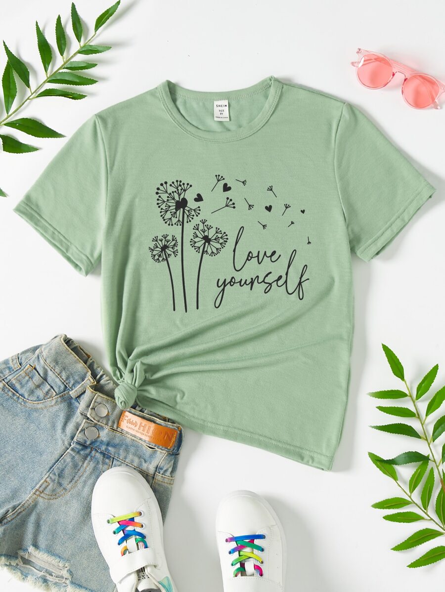 Tops con gái Slogan Thực vật Giải trí - màu xanh lá - Xem 1