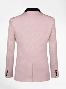 CLOUDSTYLE Men Floral Jacquard Blazer - Baby Pink - View 2