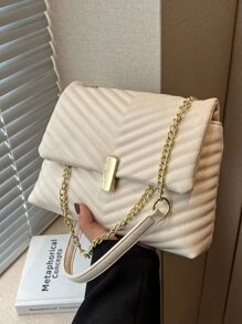 Cao-kết thúc Chuỗi Nhỏ bé Túi Vuông , Đơn giản & Đúng mốt Túi đeo vai Đối với Đi làm In Tất cả các mùa - Màu be - Xem 1