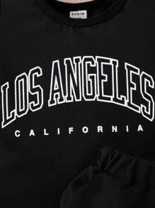 Baby Boy Letter Graphic Tee & Shorts - Black - View 6