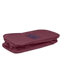 قطعة واحدة حقيبة تخزين ملابس داخلية ذات سعة كبيرة بلون عشوائي، محفظة سفر مقاومة للماء، وحي الحياه البوهيمي - عنابي اللون - مشاهدة 3
