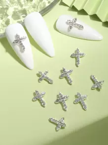 10 Cái/Hộp Pha Lê Thủy Tinh Trang Trí Móng Tay Nghệ Thuật Miếng Dán DIY Trang Trí Móng Tay Đá Quý Móng Tay Phụ Kiện Làm Móng Tay - Bạc - Xem 1
