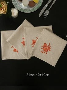 1件亚麻布花卉刺绣装饰方巾，高品质刺绣工艺，适用于厨房、餐桌、书桌、梳妆台、家居装饰、客厅、卧室、庭院、室内/室外、露营、别墅、节日、聚会、橱柜、餐厅、派对、婚礼装饰。 - 橘色 - 查看 2