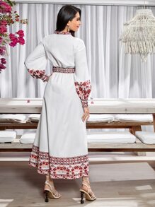 Modelyn Arabian Dresses Berikat Tombol Bunga Boho - MultiWarna - View 4
