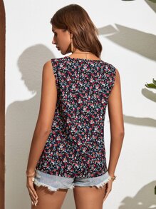 SHEIN VCAY 碎花拼接水溶蕾絲背心上衣 - 彩色 - 查看 2
