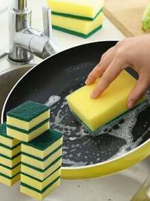 10 件装双面海绵百洁布，多用途洗碗擦洗海绵，去污清洁垫 - 彩色 - 查看 2