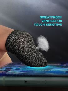 2pcs Anti-sweat Touch Screen Game Finger Cover - Black - View 3