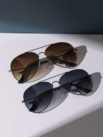 2pairs Men Aviator Sunglasses Elegant Beach Accessories Sun Glasses Sunglasses Shades For Summer Beach Vacation,Outdoor,Travel