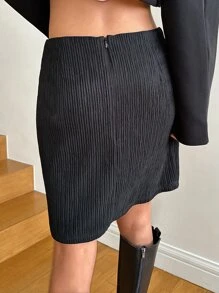 DAZY Solid High Waist Skirt - Black - View 8