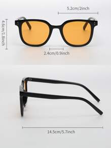 1 chiếc kính trang trí thời trang bằng nhựa vuông dành cho nam - trái cam - Xem 4