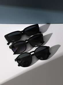 3 chiếc gọng kính thời trang hình học dành cho nữ, phụ kiện đi biển, kính râm. - màu đen - Xem 1