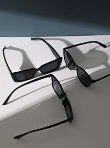 3 chiếc gọng kính thời trang hình học dành cho nữ, phụ kiện đi biển, kính râm. - màu đen - Xem 4