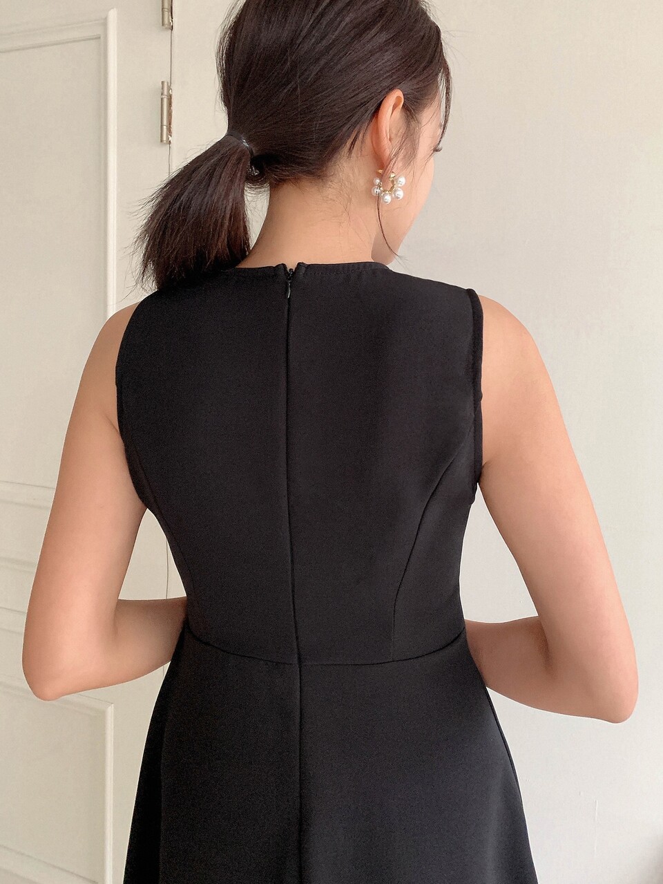 Solid Zip Back A-line Dress