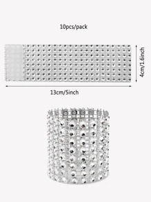 10入組水鑽裝飾餐巾環適用派對婚禮訂婚迎嬰派對假日聖誕節高檔活動晚宴和慶典 - 銀色 - 查看 3