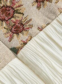 SHEIN MOD Floral Print Lace Up Side Lace Ruffle Trim Puff Sleeve Dress - Multicolor - View 4