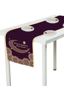 1pc 30x180cm Ramadan Decorations For Home, Ramadan Table Runner Eid Mubarak Mosque Muslim Islamic Golden Moon Religious Table Runner Holiday Decor Dining Table Decoration - Multicolor - View 1