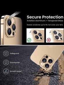 1入組 CD 圖案手機鏡頭保護貼相容 iPhone15/15Plus/15Pro/15Promax - 金色 - 查看 6