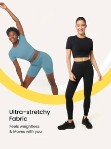 GLOWMODE FeatherFit™ Crop Short Sleeve Shirt - Black - View 6