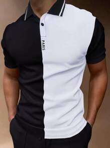 Manfinity Homme Men Two Tone Letter Graphic Polo Shirt