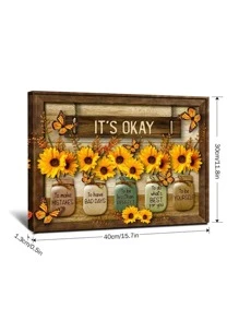 1 pieza Láminas decorativas sin marco con patrón de mariposa & girasol - Multicolor - Ver 4