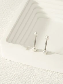 2 cái/bộ Đồ trang trí Ngọc Trai giả Vòng núm vú Thép không gỉ Phổ biến nhất Xuyên Đồ trang sức Qủa tặng Đối với phụ nữ & Nam - Màu be - Xem 1