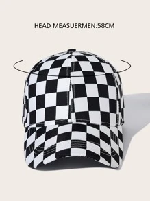 Gorra de béisbol con patrón de cuadros - Blanco y Negro - Ver 4