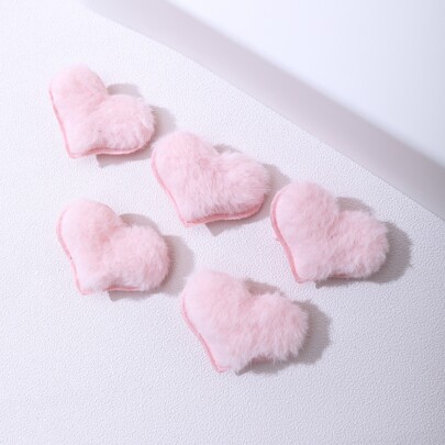 5pcs Fuzzy Heart Decor Alligator Hair Clip
