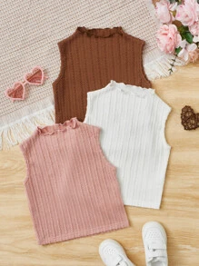 SHEIN Toddler Girl Tank Tops & Camis Xù nhỏ Textured màu trơn Giải trí - Nhiều màu - Xem 1