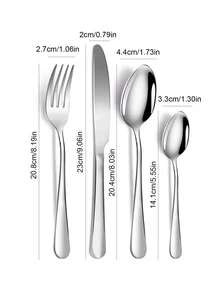 24pcs Stainless Steel Cutlery Set With Storage Rack - Silver - View 2